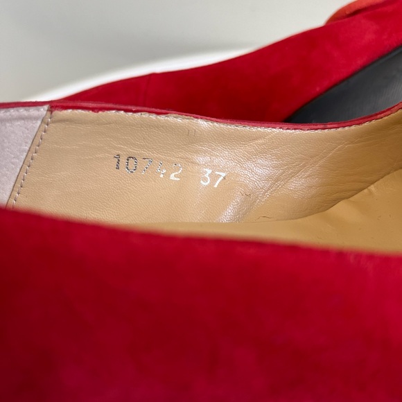 AUTHOR Spain Leather Suede Red Kitten Heel Shoes EU 37/US 6-6.5 - Picture 9 of 13